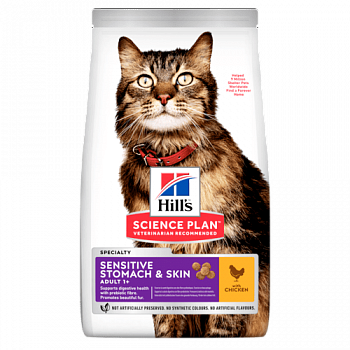 HILL'S SP Sensitive Stomach & Skin Сухой корм д/кошек с чувствит пищеварением и кожей с Курицей