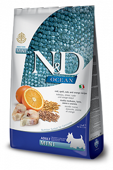 FARMINA N&D DOG Ocean Mini Низкозерновой сухой корм д/собак Треска, Спельта и Апельсин
