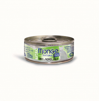 MONGE CAT Natural Yellowfin Tuna with Chicken Консервы д/кошек Тихоокеанский Тунец и Курица 80 г