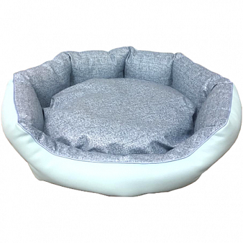 CLP Лежанка для животных круглая Экокожа Незабудка S 45х45х15 см