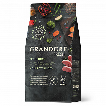 GRANDORF Fresh Cat Корм для кошек STERILISED Duck&Sweet Potato стерилизованных Утка батат