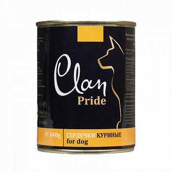 CLAN PRIDE Консервы д/собак Сердечки Куриные в желе  340 гр*12 шт