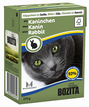 BOZITA Консервы для кошек кусочки в соусе с Кроликом 370 г