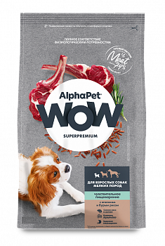 ALPHAPET WOWSUPERPREMIUM Сухой корм для собак мини пород с чувствительным пищеварением Ягненок и Рис