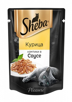 SHEBA Pleasure Пауч для кошек ломтики в соусе с Курицей 85 г