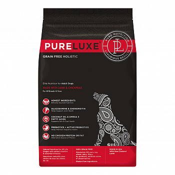 PURELUXE Сухой корм для взрослых собак с ягнёнком и нутом