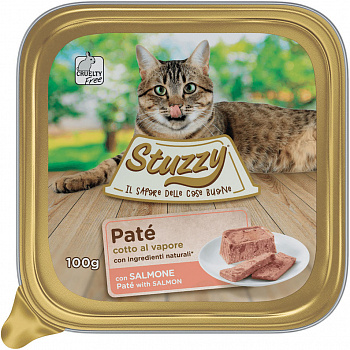 STUZZY PATE Консервы д/кошек паштет с кусочками мяса с Лососем 100 г