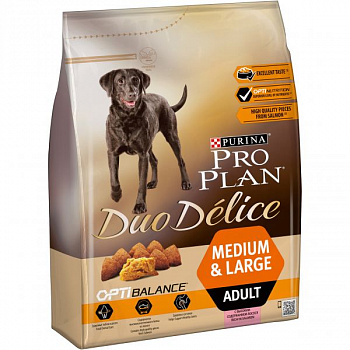 PURINA Pro Plan Duo Delice Сухой корм д/собак крупных и средних пород Лосось и рис