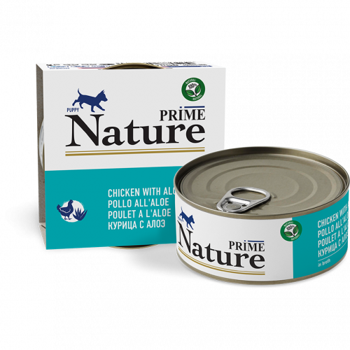 PRIME NATURE Консервы для щенков Курица с алоэ в бульоне ж/б 150 гр 137.6.7001