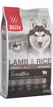 BLITZ Sensitive Adult Lamb&Rice Сухой корм д/собак всех пород Чувствит пищевар Ягненок и Рис