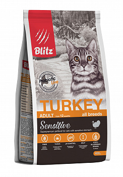 BLITZ Sensitive Adult Cat Turkey Сухой корм д/кошек с Индейкой