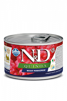 FARMINA N&D DOG Quinoa Weight Management Mini Консервы д/собак мини пород Контроль Веса Ягненок 140г