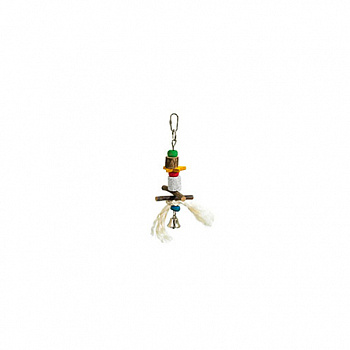 FLAMINGO Игрушка для птиц на веревке с колокольчиком, сизаль, 21 см