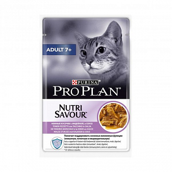 PURINA Pro Plan NutriSavour 7+ Пауч д/пожилых кошек с Индейкой в соусе 85 г