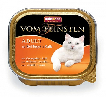 ANIMONDA Vom Feinsten Adult Консервы д/кошек с мясом Домашней птицы и Телятиной 100 г