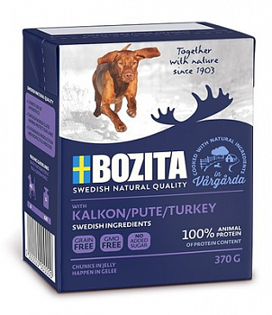 BOZITA Naturals Консервы для собак кусочки в желе с Индейкой 370 г