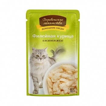 ДОМАШНИЕ ОБЕДЫ Пауч д/кошек Филейная курица в нежном желе 70 г