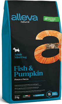 ALLEVA NATURAL ADULT Низкозерновой сухой корм для собак мелких пород с Рыбой  и Тыквой 2 кг