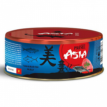 PRIME ASIA Консервы для кошек Тунец с голубой рыбой в желе ж/б 85 гр*12 шт