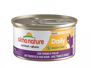 ALMO NATURE Mousse Tuna and Chicke Консервы для кошек нежный мусс с Меню с Тунцом и Курицей 85 г