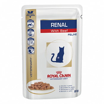 ROYAL CANIN Renal Beef Пауч д/кошек с говядиной Диета (лечение ХПН) соус 85 г