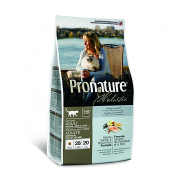 PRONATURE Holistic Сухой корм д/кошек Здоровье кожи и шерсти Лосось и Коричневый Рис