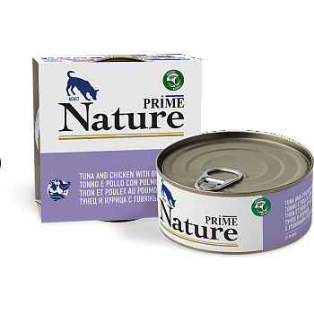PRIME NATURE Консервы для собак Курица и тунец с говяжьим легким в бульоне ж/б 150 гр 137.6.7041