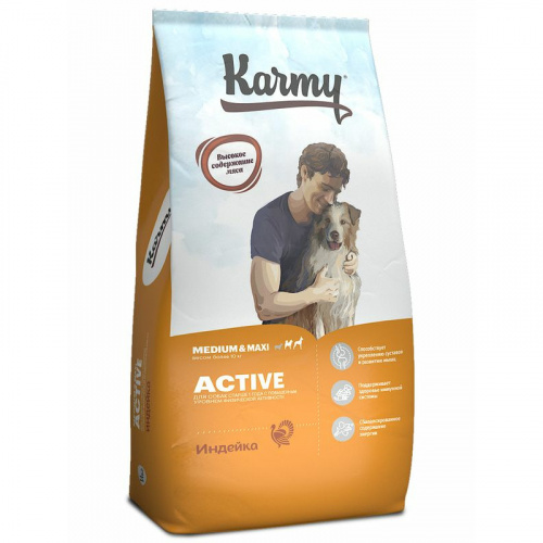 KARMY Active Сухой корм для собак средних и крупных пород с повышенной активностью с Индейкой