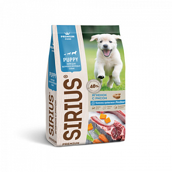 SIRIUS Premium Сухой корм для щенков и молодых собак Ягненок и Рис