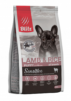 BLITZ Sensitive Puppy Lamb&Rice Сухой корм д/щенков Чувствительное пищеварение Ягненок и Рис