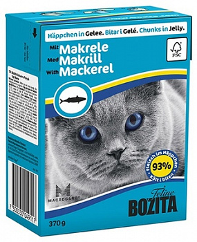 BOZITA Консервы для кошек кусочки в желе со Скумбрией 370 г