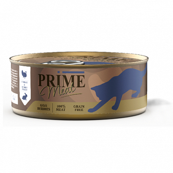 PRIME MEAT Консервы для кошек Индейка с кроликом филе в желе ж/б 100г 137.4011