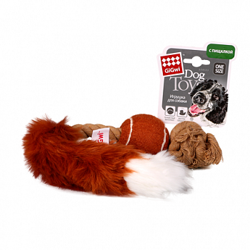 GIGWI Игрушка для собак Мячик с лисьим хвостом и пищалкой 40 см