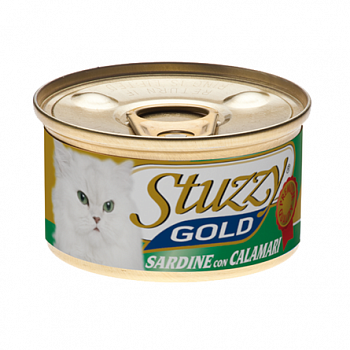 STUZZY GOLD Консервы д/кошек Сардины с Кальмарами в собственном соку 85г