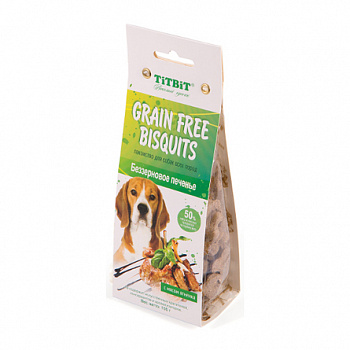 TiTBiT Лакомство для собак Печенье Grain Free Беззерновое с мясом Ягненка 100 г