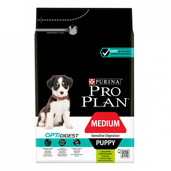 PURINA Pro Plan Medium Puppy Сухой корм д/щенков средних пород Чувствит пищеварение Ягненок
