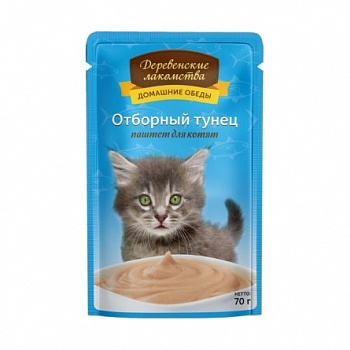 ДОМАШНИЕ ОБЕДЫ Пауч д/котят Отборный тунец паштет 70 г