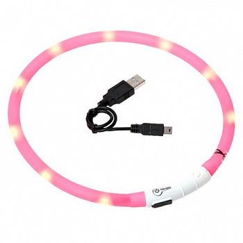 KARLIE Ошейник для собак с LED подсветкой, розовый, 70 см