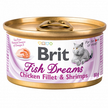 BRIT Fish Dreams Chicken fillet&Shrimps Консервы д/кошек Куриное филе и Креветки 80 г