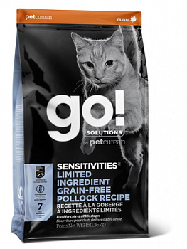 GO! Беззерновой сухой корм д/котят и кошек с Чувствительным Пищеварением с Минтаем