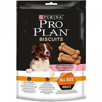 PURINA Pro Plan Biscuits Лакомство д/собак печенье Лосось и рис 400 г