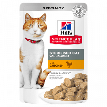 HILL'S SP Sterilised Cat Пауч д/стерилиз кошек с Курицей, соус