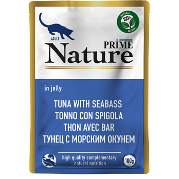 PRIME NATURE Пауч для кошек Тунец с морским окунем в желе 100 гр 137.6.5348
