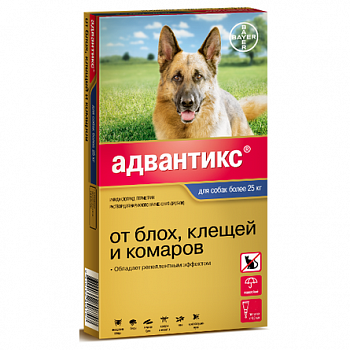 BAYER Адвантикс капли от блох и клещей для собак весом от 25 кг (4 пипетки)