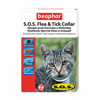 BEAPHAR S.O.S Flea & Tick Collar Ошейник от блох и клещей для кошек 35 см (белый)