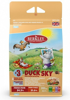 BERKLEY Сухой корм д/собак №3 Утка с овощами, фруктами и ягодами 2 кг