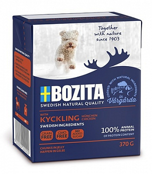 BOZITA Naturals Консервы для щенков и юниоров кусочки в желе с Курицей 370 г