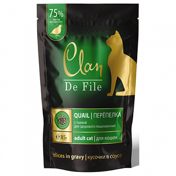 CLAN De File Пауч для кошек Перепелка с тыквой в соусе 85 гр 130.3.115