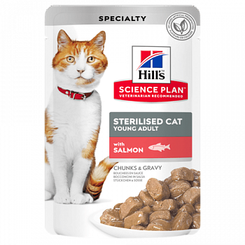 HILL'S SP Sterilised Cat Пауч д/стерилиз кошек с Лососем, соус