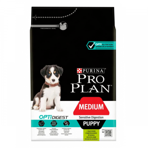PURINA Pro Plan Medium Puppy Сухой корм д/щенков средних пород Чувствит пищеварение Ягненок